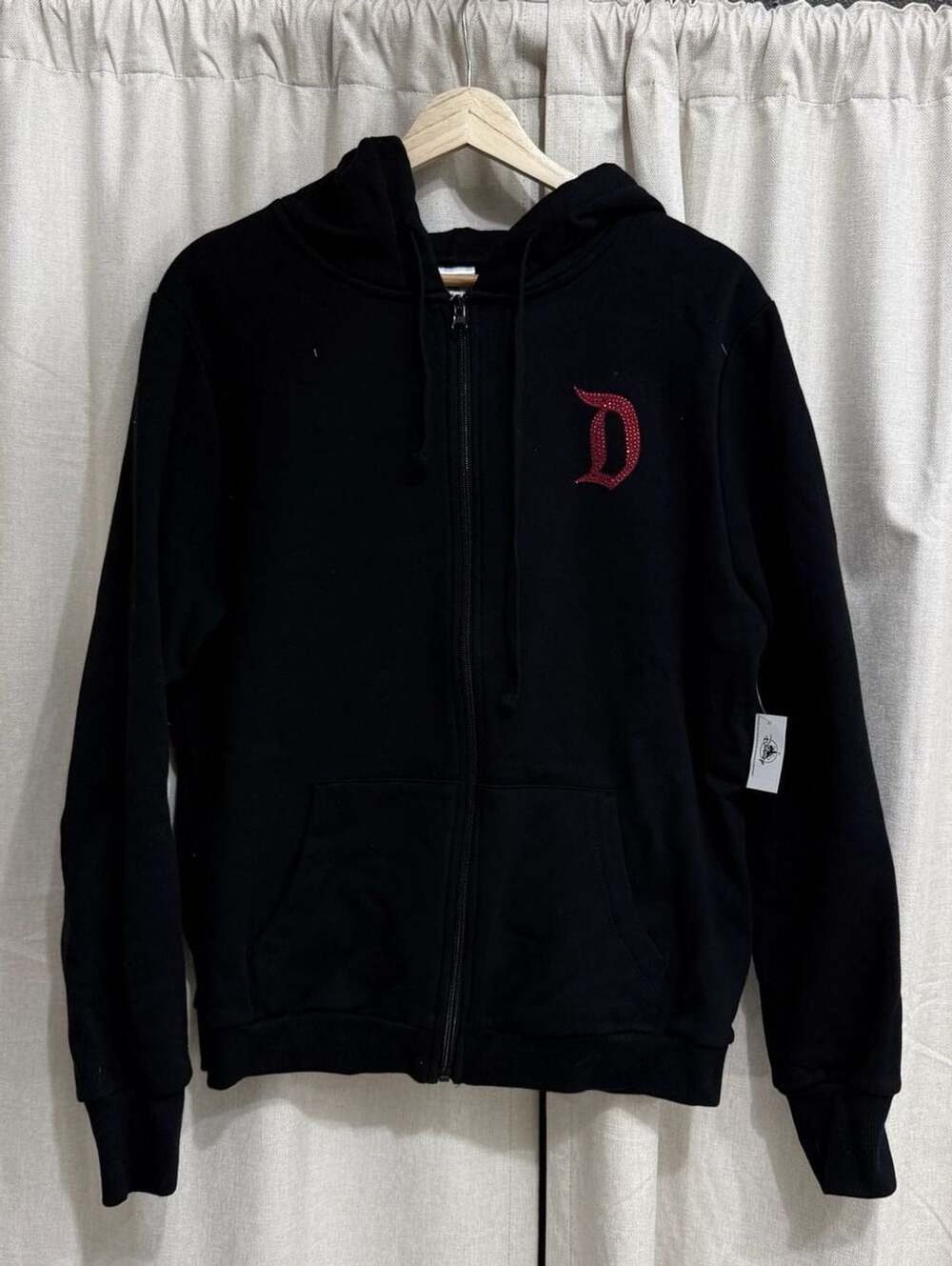 Disneyland Resort Minnie Mouse Rhinestone Bedazzled Black Zip-Up Hoodie
